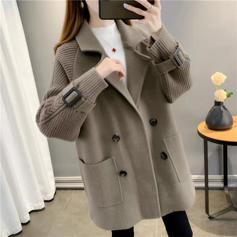New 2026 autumn/winter double-sided coat, mid-length, Korean-style, loose-fitting knit, versatile and fashionable cardigan coat, other styles