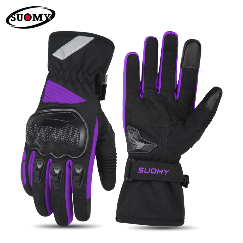 Motorcycle Winter Gloves Waterproof and Warm Cycling Motorcycle Off-Road Anti-Fall Windproof Touch Screen Rider Equipment Long Style for Women