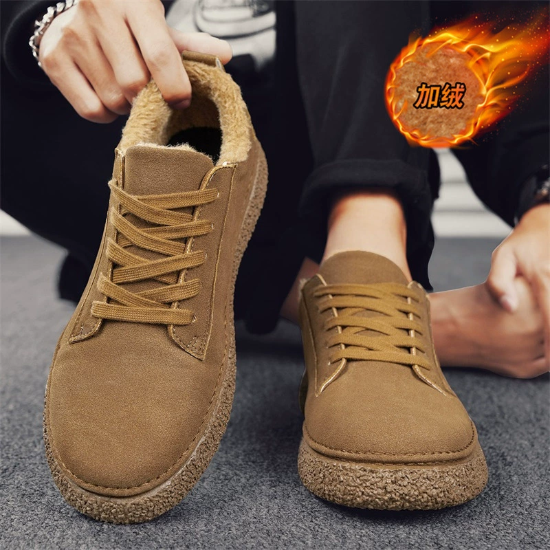 Мех мужская обувь плюс бархатная тепловая стройка зимой