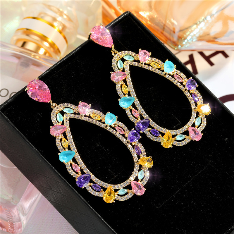 Colorful Zircon Earrings display picture 4