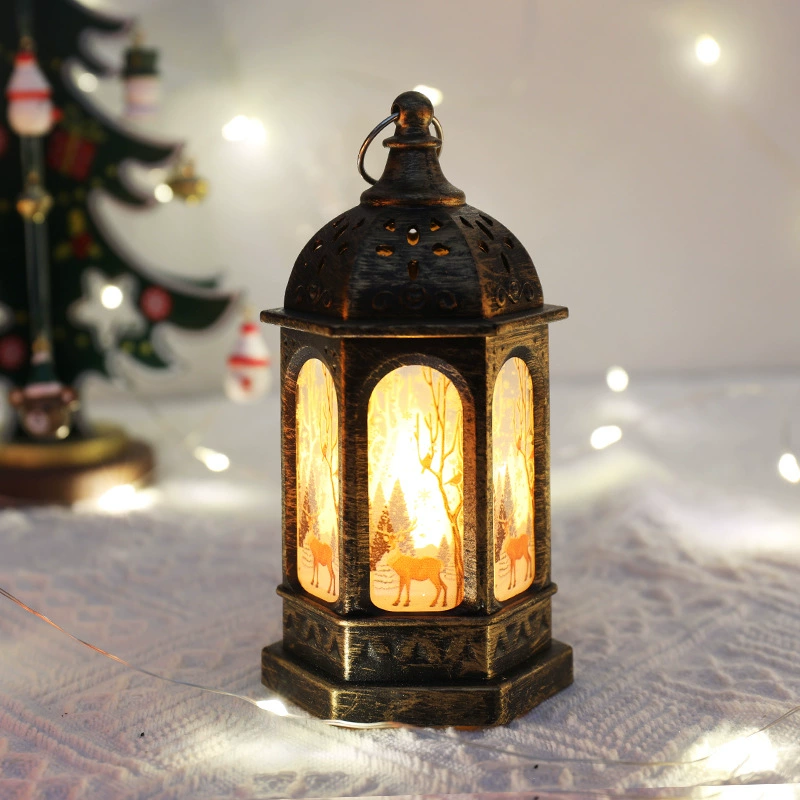 Handheld icicle lantern electronic night light, portable Christmas decoration, hexagonal