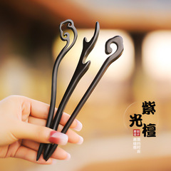 簡約復古黑檀木髮簪木質步搖國風髮釵古裝旗袍漢服盤發紫光檀簪子