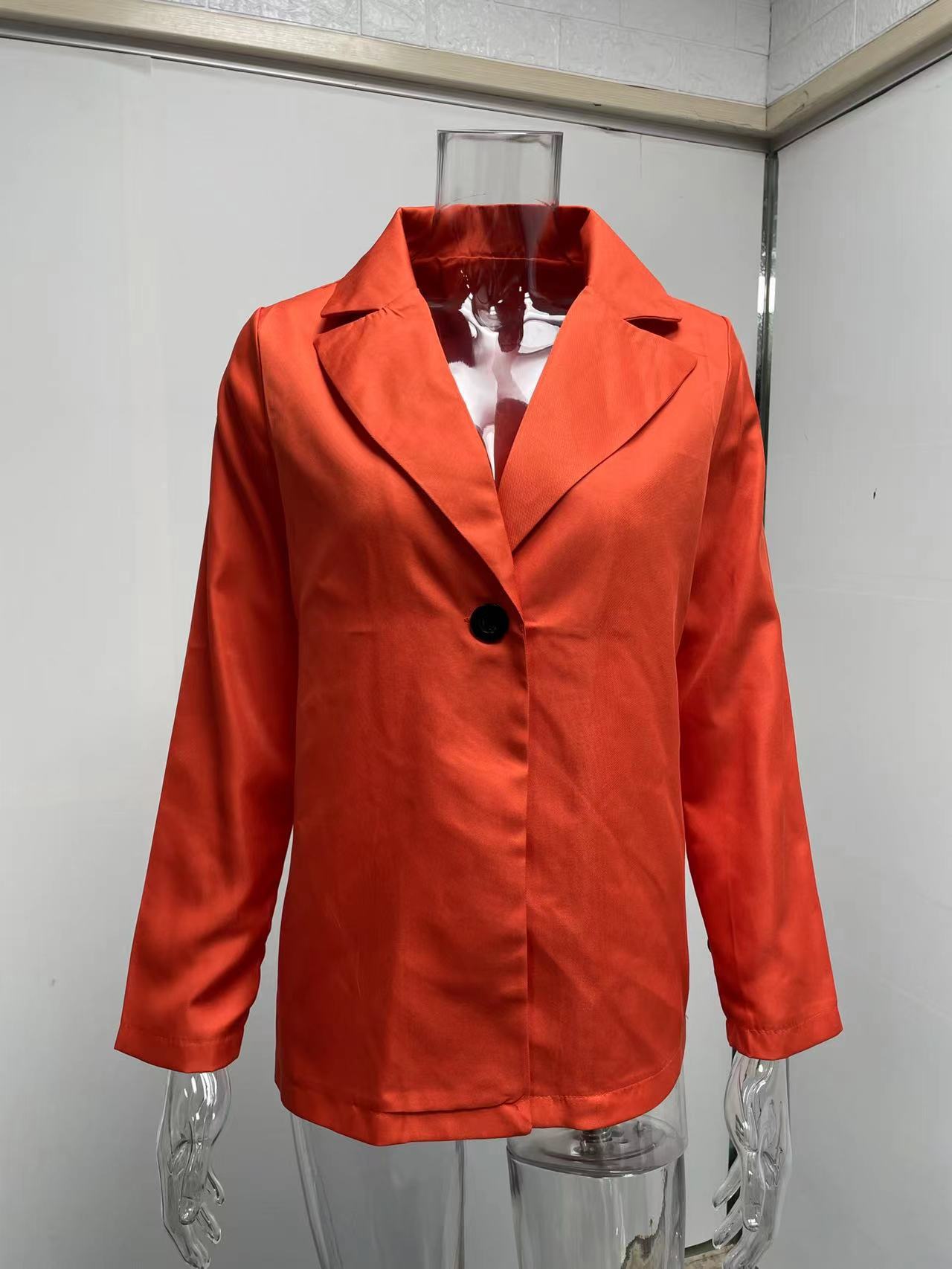 Women's Clothing Long sleeved Solid Color Button Suit Women's Jacket Cardigan_senzul.com
