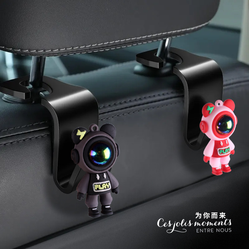 Lightning Bear Gancho para coche, respaldo del asiento, gancho para coche, gancho de almacenamiento trasero multifuncional, almacenamiento en coche lindo