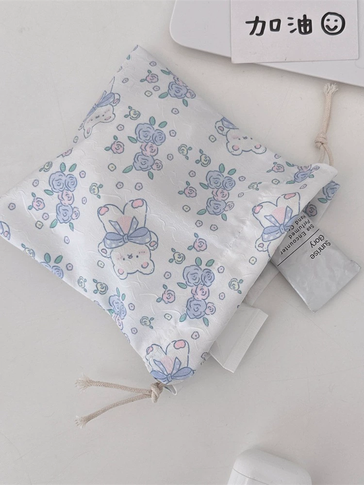 Cartoon storage bag, lipstick, handheld cosmetic bag, small bag, drawstring