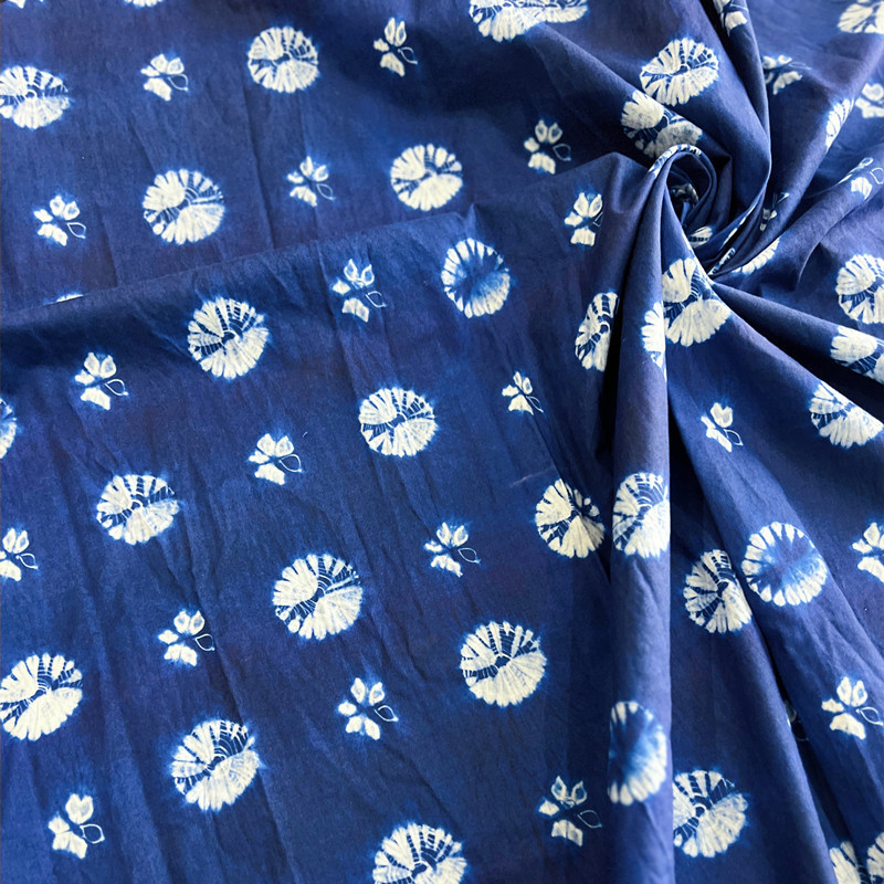 民族风数码直喷印花仿扎染布料传统手工旗袍桌布茶席服装|undefined