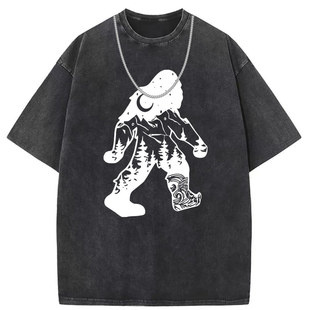 Amazon independent station batik washed old punk cotton printed short sleeve T-shirt cross-border wholesale fashion custom