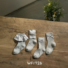 WF1726儿童麻花喵喵中筒袜子洋气宝宝袜子女童袜子儿童袜子夏薄款