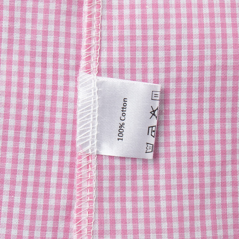 Bộ đôi áo sơ mi tay dài bèo nhún và quần dài kẻ caro cotton — hồng chi tiết 17