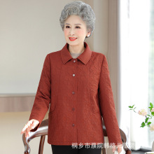 老太太春装翻领衣服洋气奶奶春季外套新款老年人女装妈妈大码衬衫