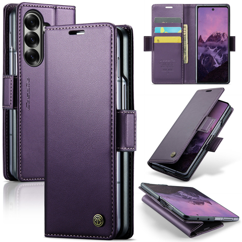 Suitable for Samsung Z Fold7 Flip Phone Case Zfold6 Mobile Phone Leather Case Zfold5 Anti-Theft Brush Protective Case