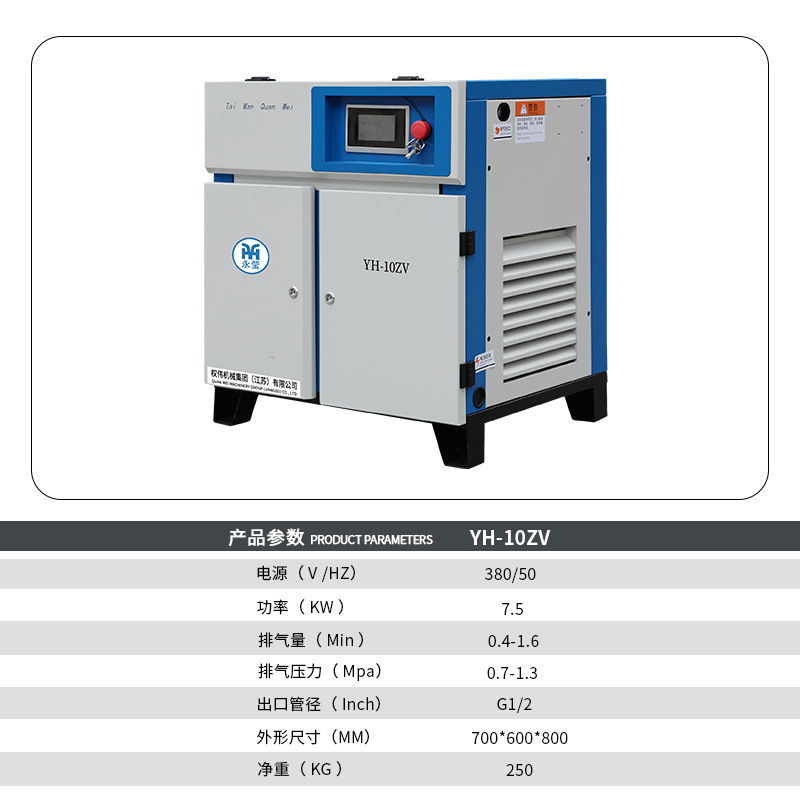 Máy trục vít biến tần nam châm vĩnh cửu 7.5KW/10HP/1.2m2/phút