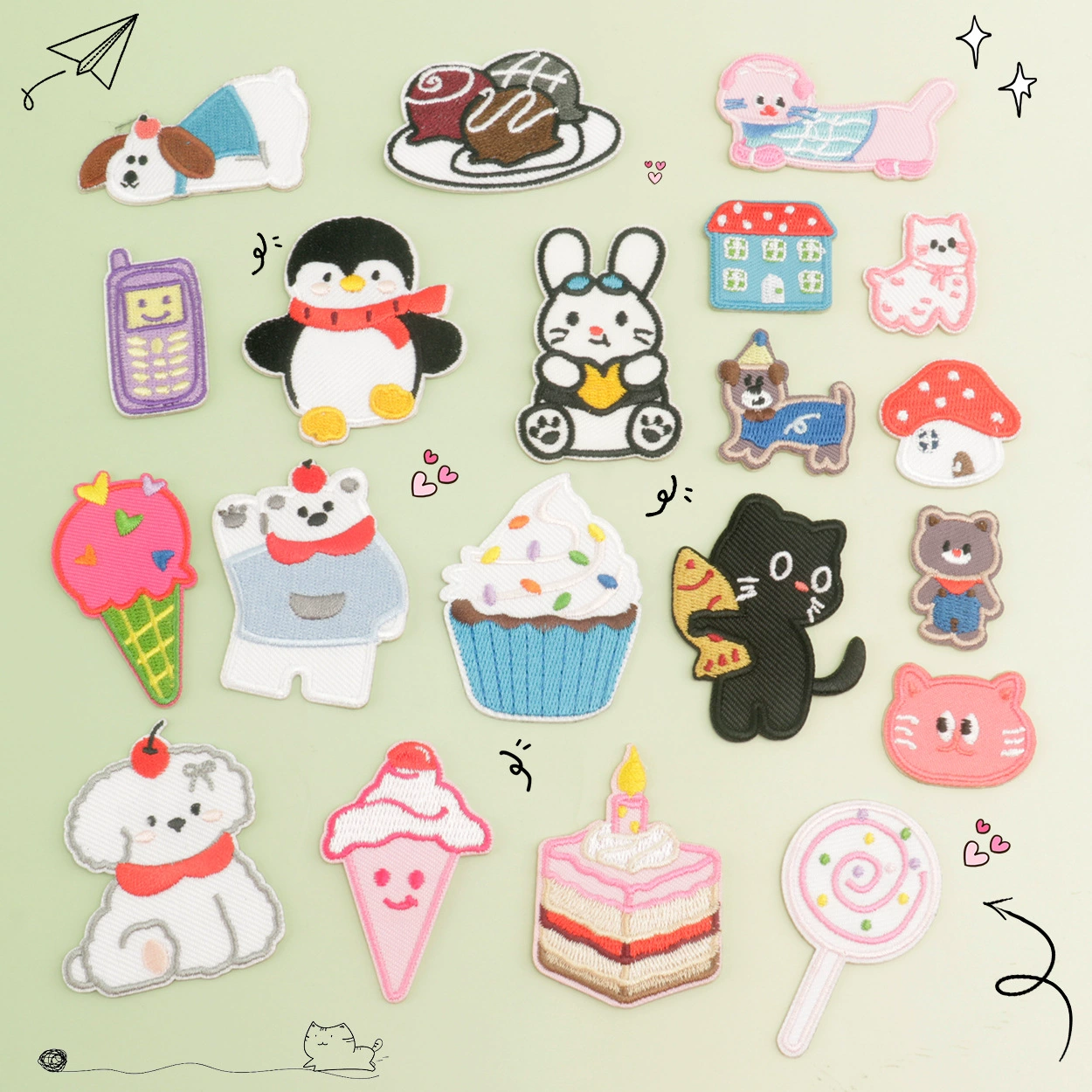 Компьютерная вышивка, маленькая самоклеящаяся этикетка «сделай сам», мультяшная вышивка с милым животным, нашивка для дома, декоративная тканевая нашивка