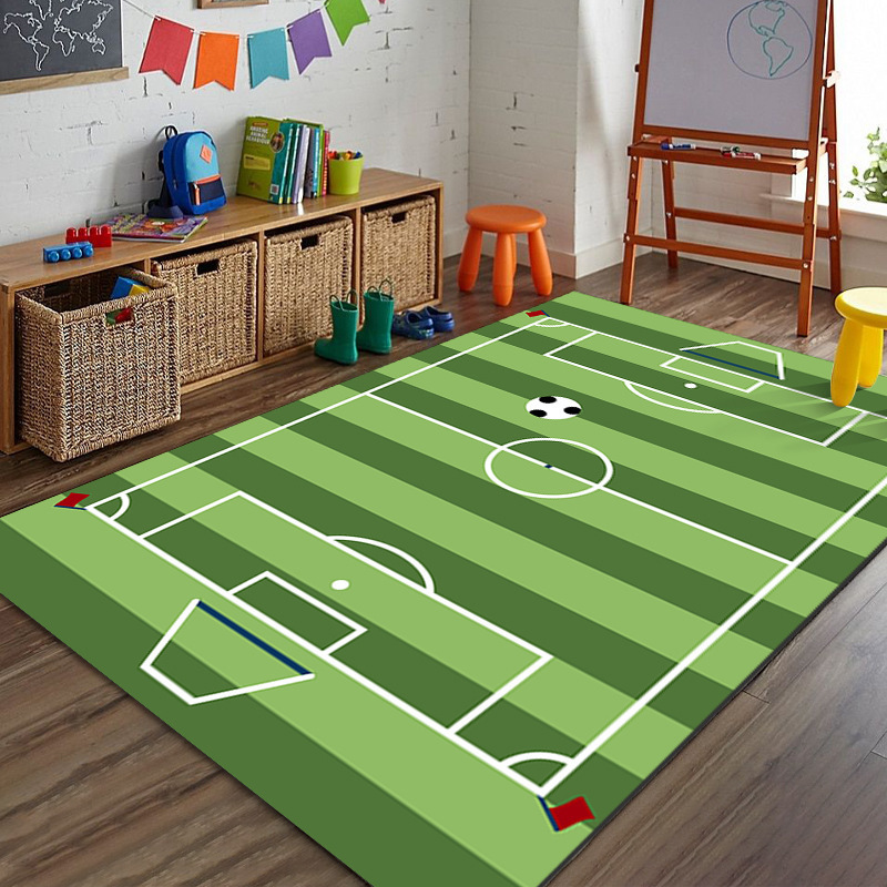 Exportación transfronteriza alfombra de sala de estar gran tamaño alfombra de lana de cristal alfombra de fútbol infantil alfombra de decoración americana resistente a la suciedad