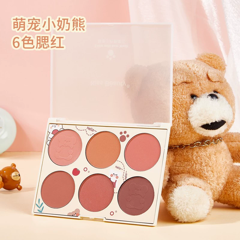 Kiss Beauty шестицветные Румяна телесного цвета макияж натуральная грязная оранжевая слива сушеная Роза многоцветная комбинированная тарелка натуральные товары