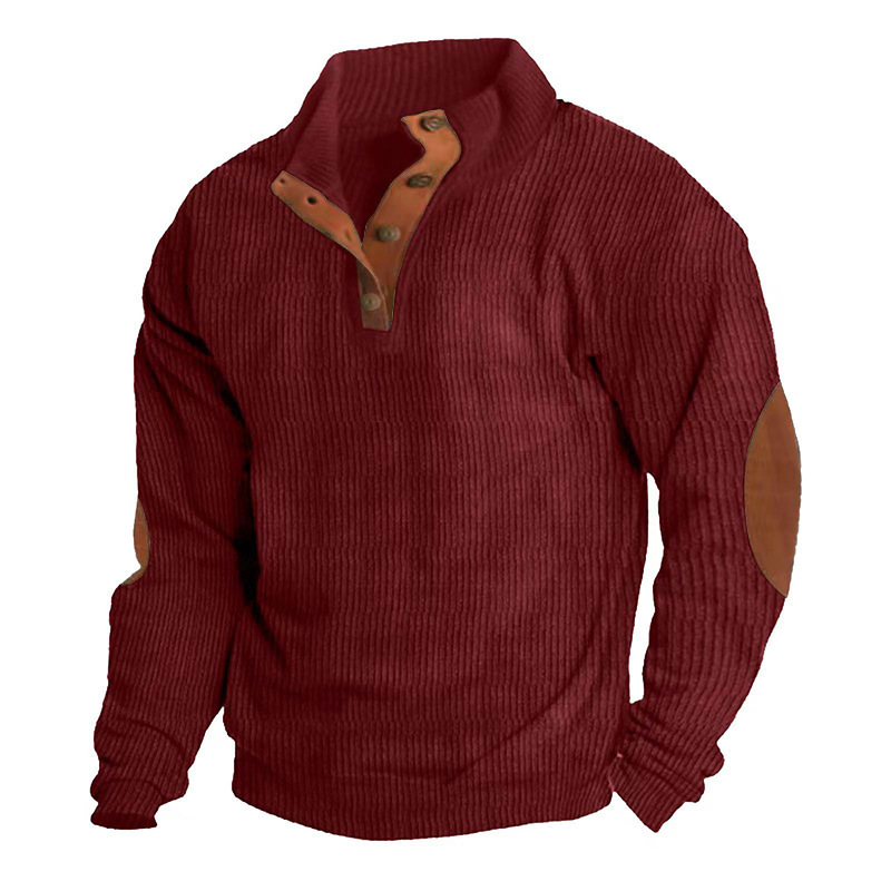 Corduroy Patchwork Shirt Jacket For Men Vintage Casual Style_voghion.com