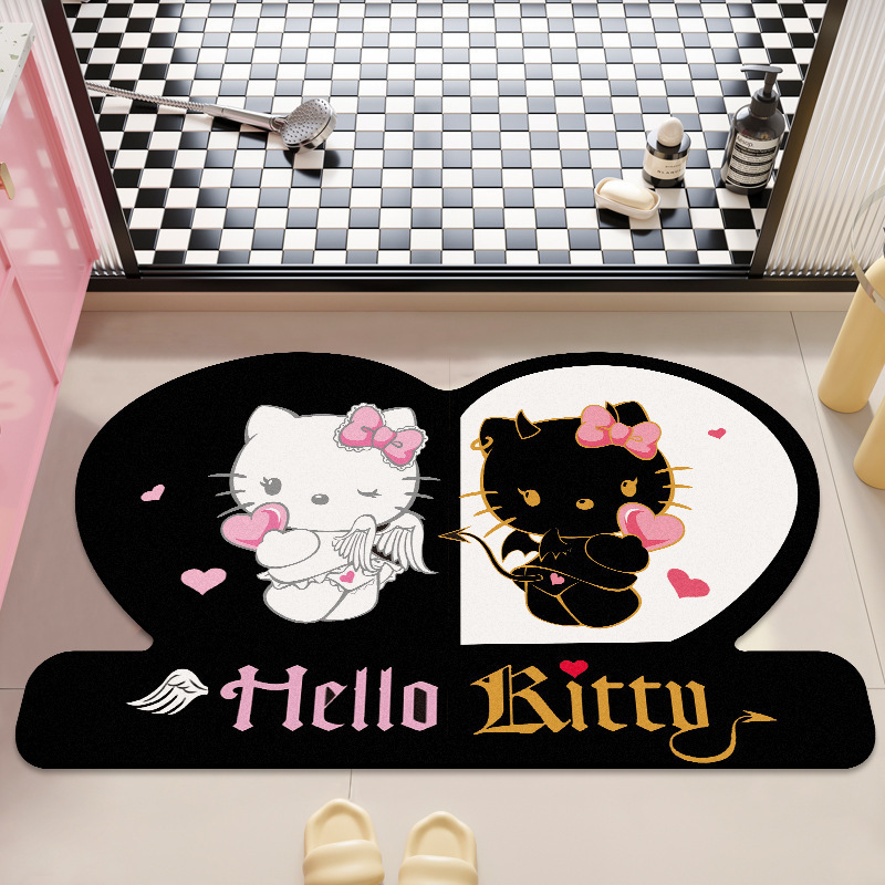 HelloKitty卡通硅藻泥地垫浴室吸水防滑脚垫卫生间耐脏易打理地垫|undefined