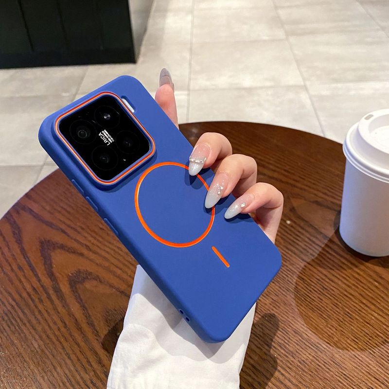 Xiaomi 15Pro に適したオイルドリップ TPU つや消し薄型リング磁気電話ケース Xiaomi 15 ソフトケース 14 シンプルなコントラストカラーケース|undefined