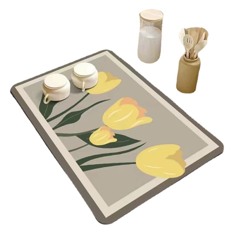 Alfombra de drenaje para cocina o baño, tejido absorbente, base antideslizante y superficie de goma suave