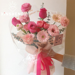 芯苼 透明防水英文玻璃紙鮮花花束包裝花店花藝包裝紙diy裝飾材料