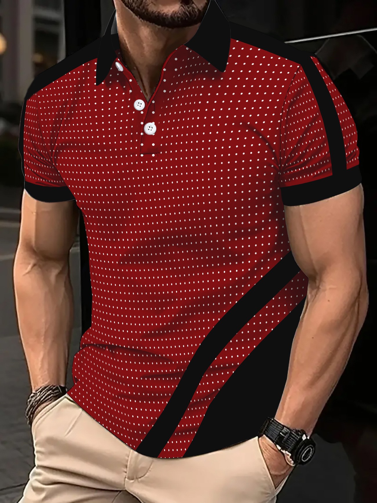 Polo de hombre con estampado 3D para comercio transfronterizo 2025, camiseta polo sin mangas informal con patrón para hombre, estilo D de seda helada.