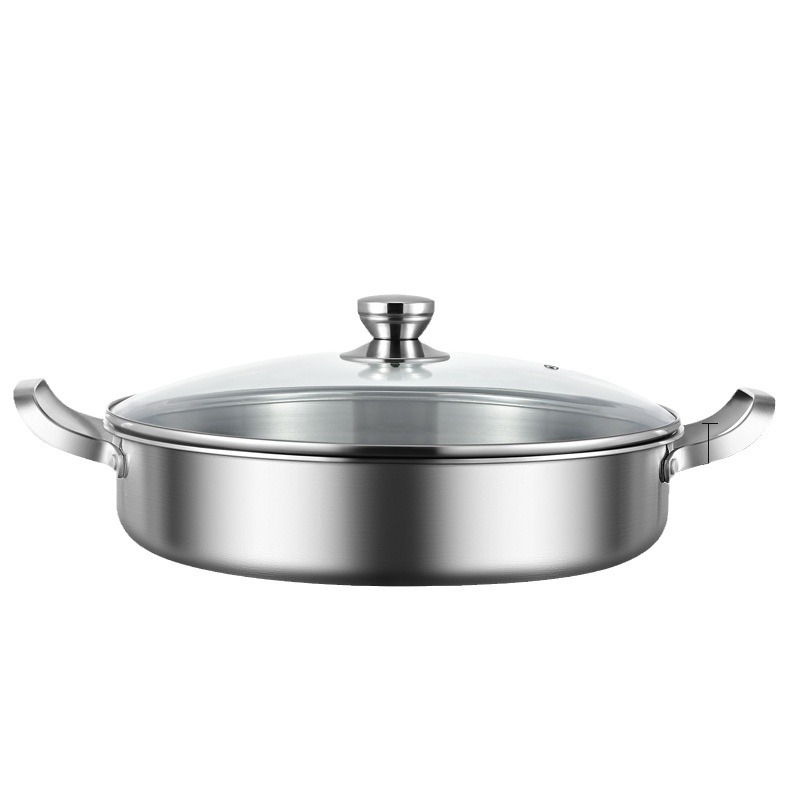 316 olla de acero inoxidable casera sin recubrimiento horno electromagnético de doble oreja especial no pegajoso pan de pastel de sopa salsa de filete