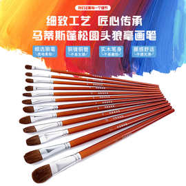 油画笔丙烯排笔软毛套装学生狼毫水粉笔单支圆头水彩笔美术