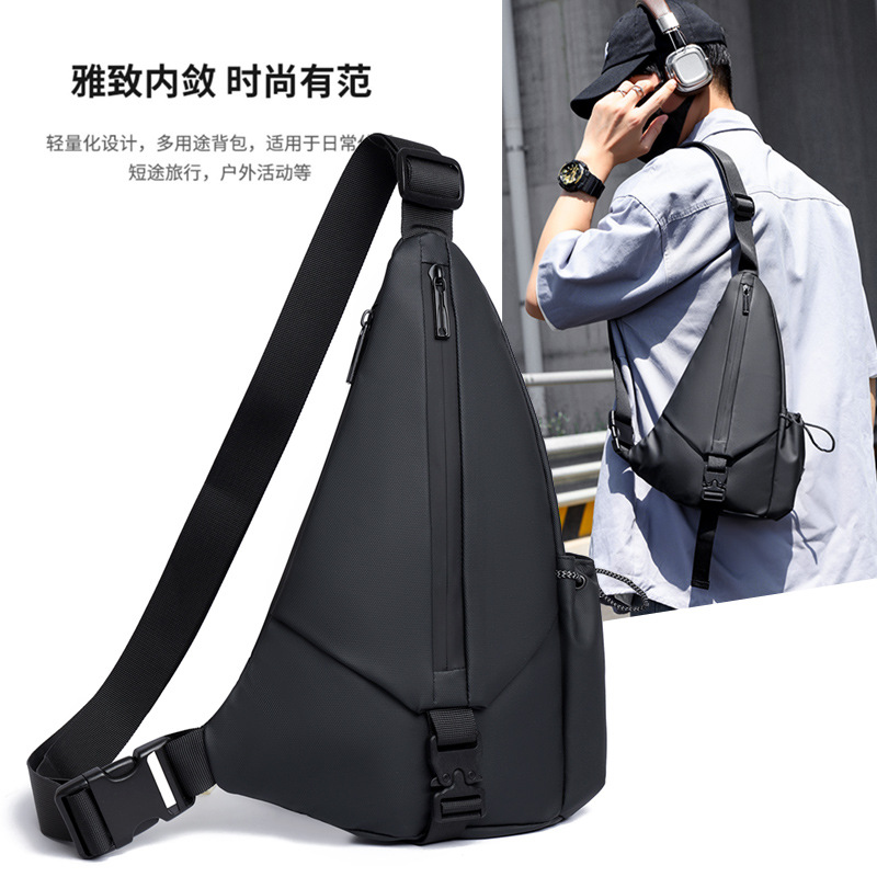 Bolso de pecho para hombre de gran capacidad 2024 nueva moda casual película impermeable bolso diagonal hombro pequeño mochila de viaje marea