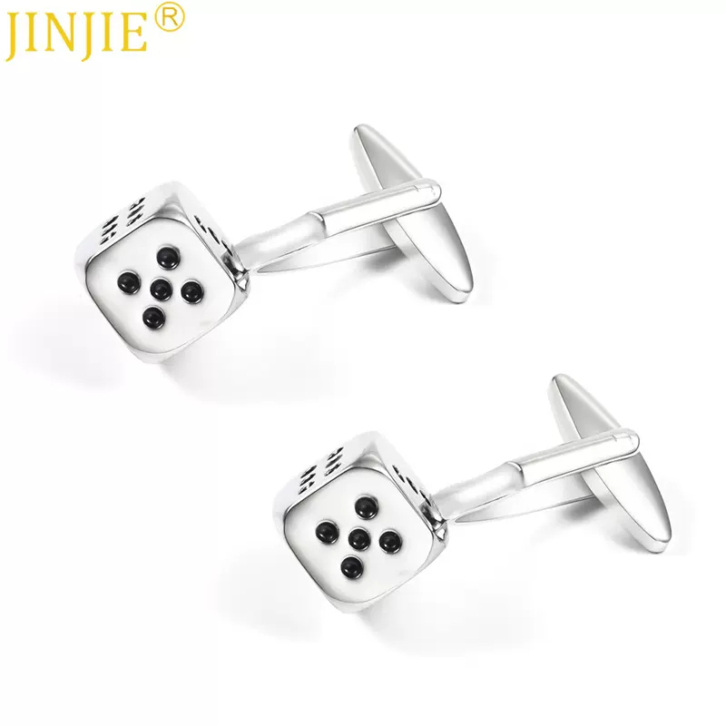 现货新款高档电镀骰子金属袖扣 外贸男士法式袖扣批发 cufflinks