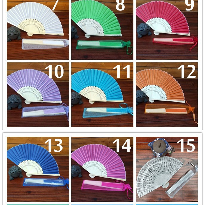 Ventilador de seda de estilo chino transfronterizo pequeño ventilador de seda con bolsa de hilo color completo con bolsa de hilo en stock con ventilador de alambre