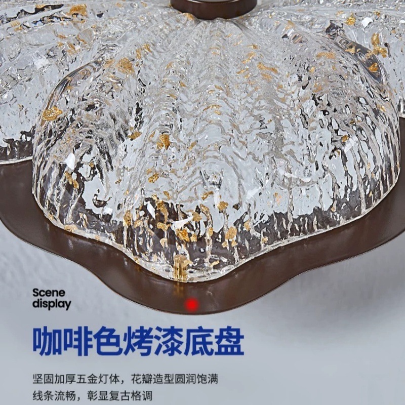 迪格雅 卧室吸顶灯 法式中古风金箔花朵轻奢高级感护眼书房主卧灯|undefined