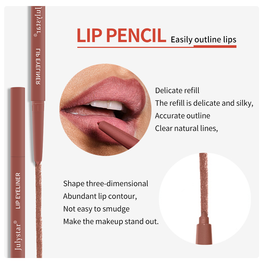 Amazon lip pen waterproof, non-blurring lipstick pen, pink matte lip gloss, rotating lip liner pen set, beauty wholesale Item Picture