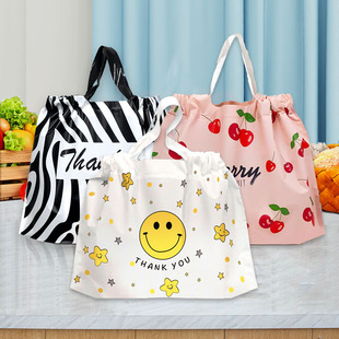 Color takeout bag wholesale fast food packing bag cartoon drawstring bag drawstring bag fruit fishing waterproof plastic bag
