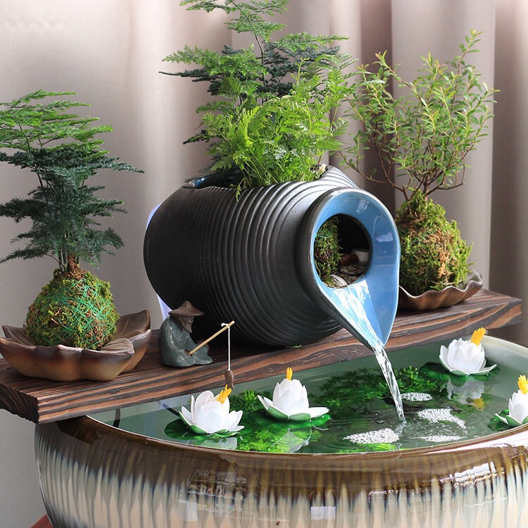 Ecological tank ancient method fish culture open ceramic tank running water ornaments circulation filter accessories courtyard garden landscaping diy