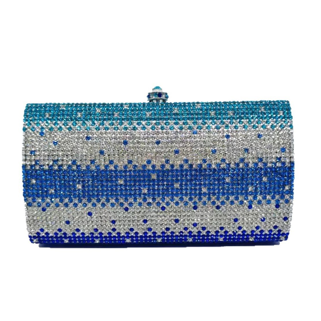 Clutch nuevo color azul gradiente bolsas de diamantes bolsas de mano bolsas de diamantes bolsas de fiesta de damas bolsas de aleación