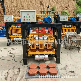 小型建筑工程制砖机设备出口非洲混凝土半自动砌块机家用打砖机械