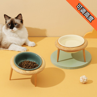 Ceramic flying saucer cat bowl high foot protection cervical vertebra cat food bowl cat dog cat Basin drinking bowl pet snack ceramic bowl