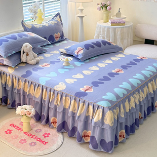 Bed Skirt Single Piece Non-Slip Bed Cover 1.8m Simmons Protective Bed Cover Three-Piece Set Pure Cotton Bed Bed Sheets Dust-Proof and Ugly