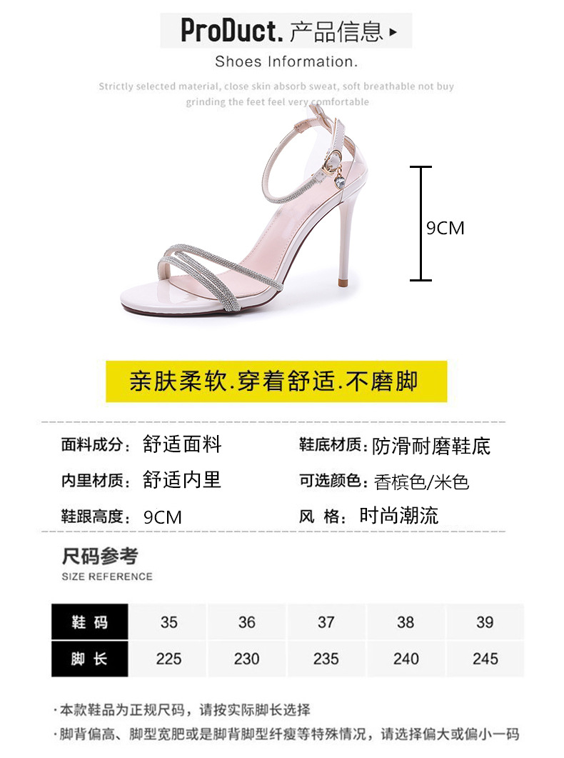 Fashion Stiletto High-heeled Rhinestone Open Toe Sandals display picture 25