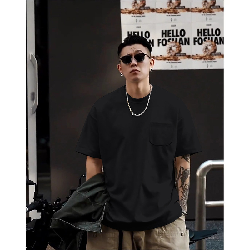 ヘビーポケット半袖Tシャツ男女兼用夏新作日本製レトロシンプル白Tカジュアルトップスボトリングシャツ|undefined