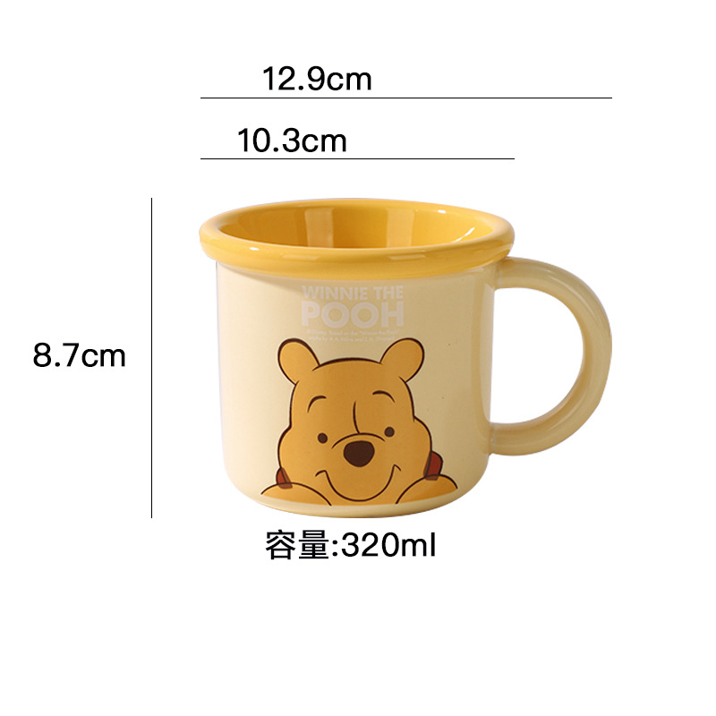 Disney Pooh Stitch Ceramic Baby Ensalada linda para niños Té de la tarde Disco reductor de grasa Disco de tres comparticiones