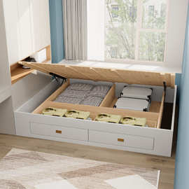 美木斯实木榻榻米床高箱储物抽屉现代简约日式小户型多功能收纳床