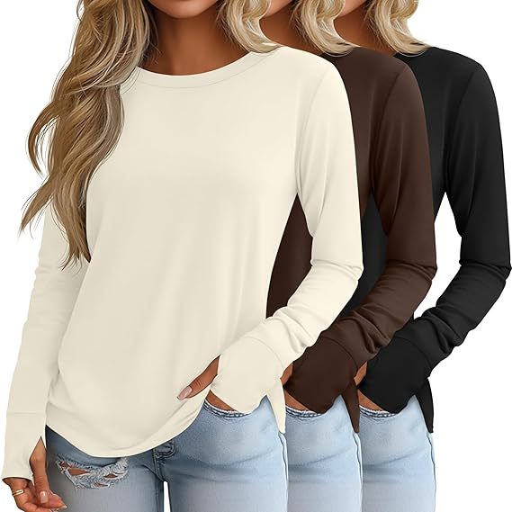 2026 Autumn New European and American Cross-Border Trade Amazon Wish Women's Round Neck Long Sleeve T-Shirt, Elegant and Suitable for Commuting