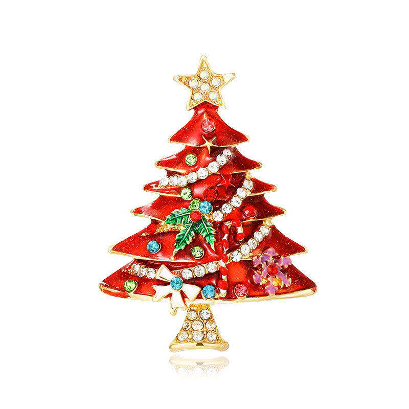 Europa y los Estados Unidos Navidad transfronteriza venta caliente diamante broche de árbol de Navidad personalidad chaqueta broche de flores accesorios de ropa regalo