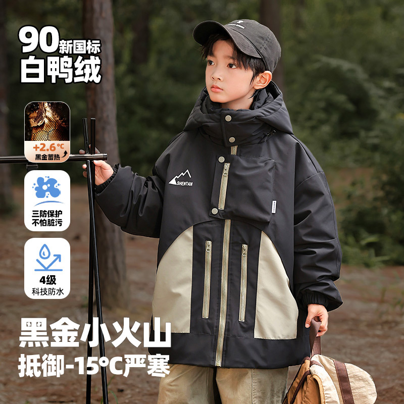 Children's down jackets for boys, winter 2025 new style, fashionable children's winter workwear coats, warm and trendy for big boys.