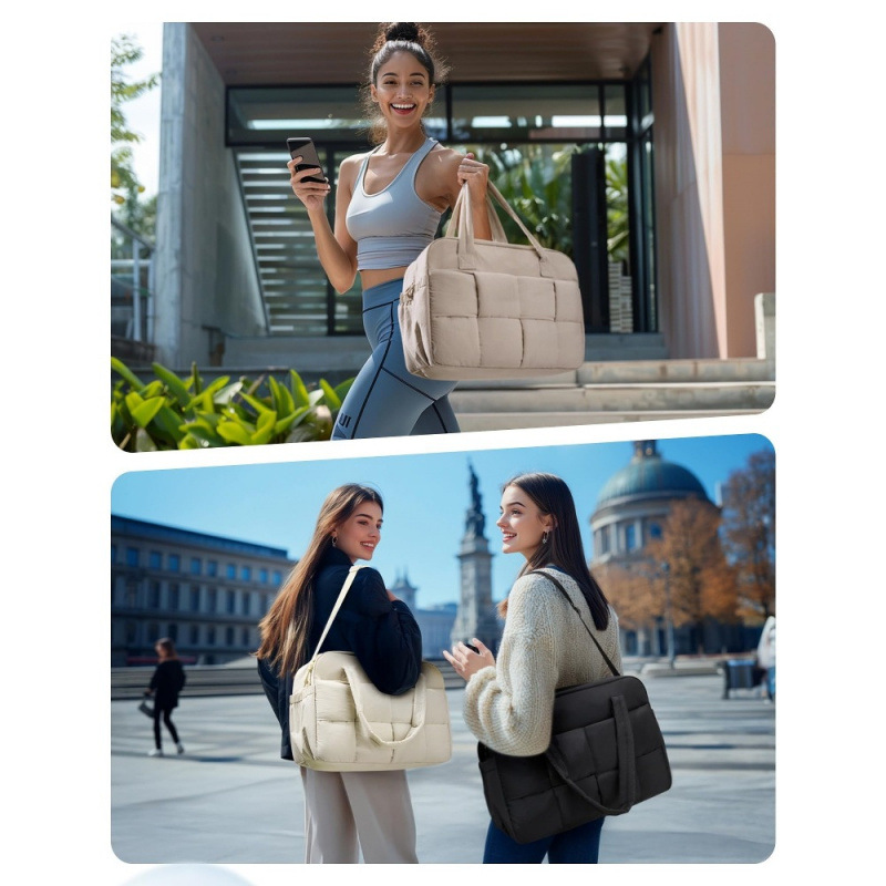 Nueva bolsa de fitness para mujeres bolsas de viaje plumadas bolsas de viaje con compartimiento de computadora portátil bolsas de viaje