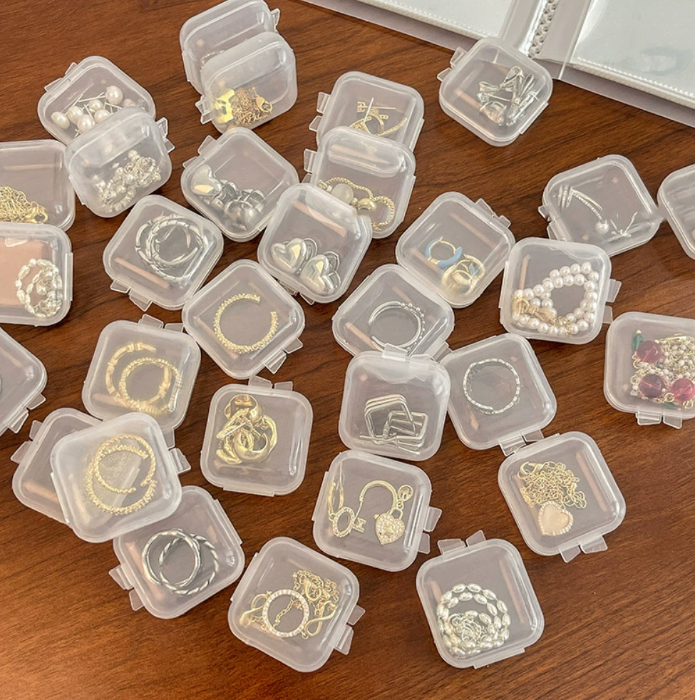 Прозрачные пластиковые серьги, коробочка для хранения, кольцо, USB-накопитель, мобильный телефон, затычки для ушей