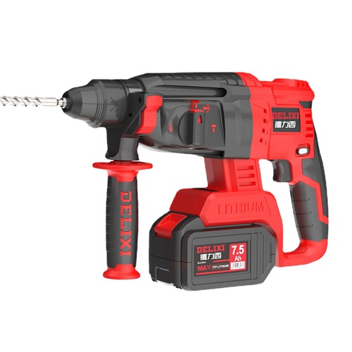 DELIXI Brushless Cordless Hammer Drill Demolition Hammer Concrete Lithium Battery Power Industrial Impact Drill
