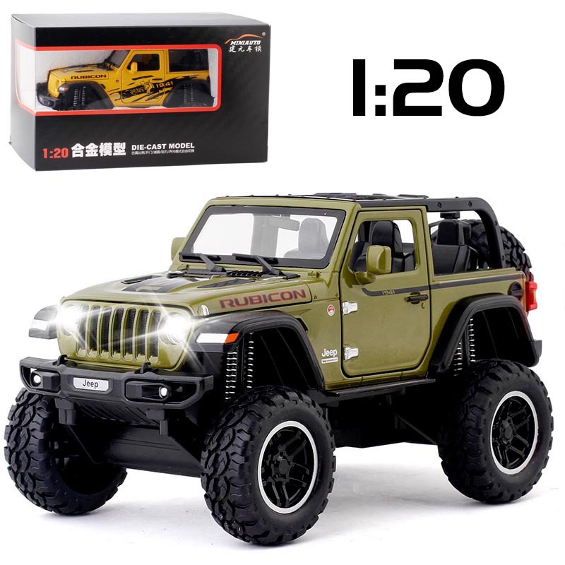 [盒裝]建元1:20避震大輪敞篷越野車仿真合金聲光模型2402A