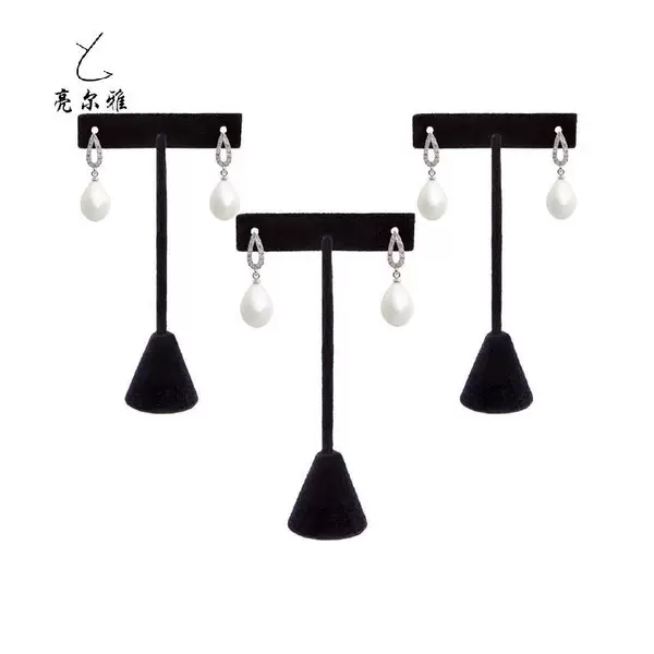 in stock Black Velvet T-shaped Earrings Display Shelf Single Layer Earrings Pendant Display Props Earrings Storage Rack